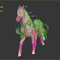 White Mythical Unicorn With Gold Pink Ornamental Decorations And Flowing Mane 3d model