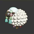 3D Cartoon Sheep With White Fluffy Balloon Like Wool Brown Face Ears And Pink Feet