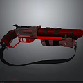 Futuristic Red And Black Gun With Strap And Metallic Design Elements 3d model