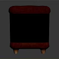 Square Red Top Black Upholstered Ottoman With Wooden Legs And Button Tufted Design
