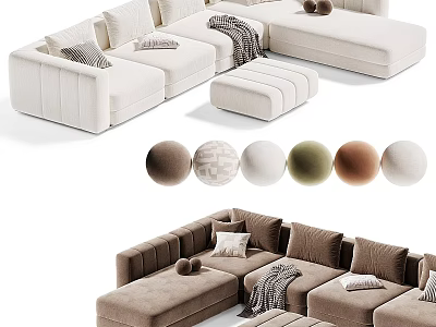 Luxury Large Modular Fabric Sectional Sofa Set With Multiple Color Options For Cozy Living Room 3d model