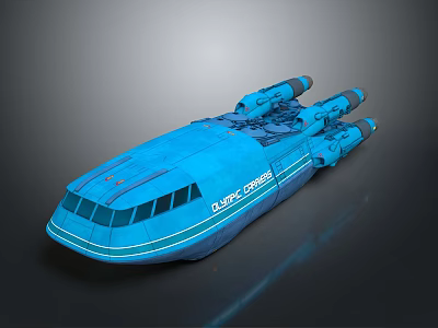 Blue Deep Space Spaceship Model With Futuristic Design Detailed Engines And Structure 3d model