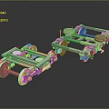 Vehicle Chassis Mechanical Structure With Metal Frame And Wheels Industrial Design