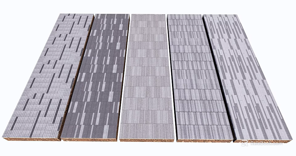 Decorative Garden Tiles With Gray And White Patterns For Outdoor Paths 3d model
