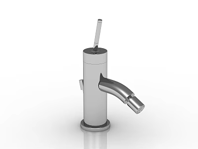 Sleek Modern Stainless Steel Faucet With Curved Spout And Lever Handle 3d model