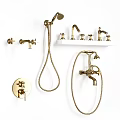 Gold Bathroom Fixtures Collection On White Background 3d model
