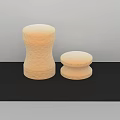 Beige Textured Decorative Lamps in Different Heights on Black Tabletop
