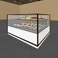 Glass Display Cabinet Shelf with Multiple Layers Showcasing Colorful Desserts for Bakery Shop