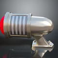 Silver Metal Household Signal Light With Red Lens Striped Surface And Stable Base