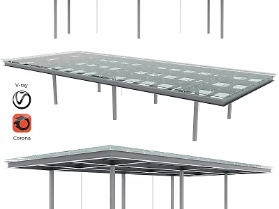 Glass Structure Components With Metal Frame Support And Transparent Panels 3d model