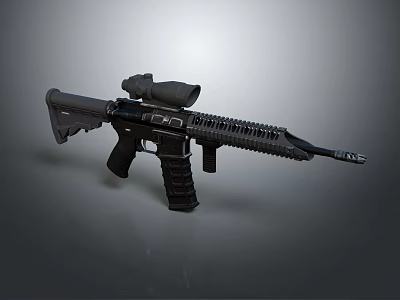 Modern Tactical Weapon Rifle With Black Scope Grip And Barrel Design 3d model
