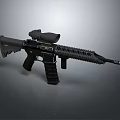 Modern Tactical Weapon Rifle With Black Scope Grip And Barrel Design