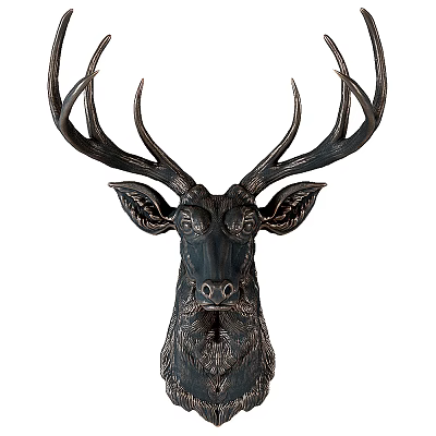 Decorative Deer Head Animal Wall Decor with Intricate Metal Carving Details for Living Room Decoration 3d model