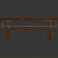 Classic Solid Wood Table With Brown Surface And Decorative Carved Legs
