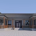 Detached Villa Exterior With Dark Roof Light Walls Multiple Windows And Tiled Courtyard