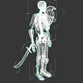 Skeleton Game Movie Character Wearing Pirate Hat And Holding Sword In Armor