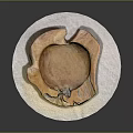 Handcrafted Wooden Bowl Placed On Natural Stone Tray For Decorative Use