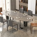 Modern Dining Table Set With Leather Chairs And Bright Modern Dining Room Design 3d model