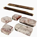 Natural Wood Planks And Stone Blocks For Construction And Decoration