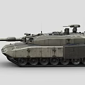 Modern Gray Armored Main Battle Tank With Turret Cannon And Tracks