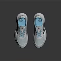 White and Light Blue Sports Shoes with Light Blue Laces Gray Stripes and Blue Soles