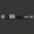 Futuristic Metallic Weapon With Spring Mechanism Silver Black Finish And Reflective Surface Design