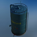 Blue Nitric Acid Storage Tank With Molecular Structure And Metal Ladder