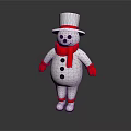 Snowman Figure With White Top Hat Red Scarf Black Buttons And Red Gloves