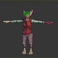 3D Mouse Like Character Model In Red Vest Brown Pants Standing With Arms Outstretched