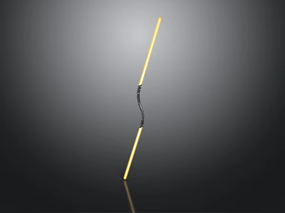 Yellow Lightsaber with Black Handle and Glowing Blade on Dark Background 3d model