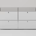 Modern Transparent Console Side Cabinet With Storage Drawers Doors And Metal Frame