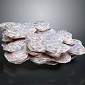 Natural Stone Material With Stacked Pink And White Textured Surface Arrangement