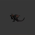 Game Movie Dragon Character With Red Wings Black Scaled Body And Sharp Spikes Claws