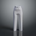 White High Waisted Trousers With Belt Detail Straight Leg Stylish Textured Fabric