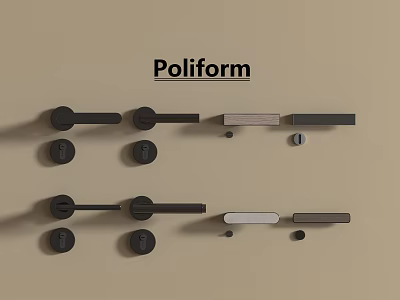 Poliform Handles Featuring Various Modern Designs Wooden And Metal Elements For Furniture 3d model