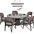 Modern Dining Table Set With Round Top And Upholstered Chairs 3d model