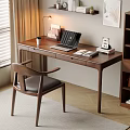 Cozy Home Office Space With Wooden Desk Laptop Chair Bookshelf And Soft Rug