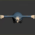 Cartoon Style Elderly Man Game And Movie Character In Blue Suit With Medals Arms Outstretched