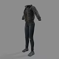 Black Leather Zipper Jacket With Ripped Slim Fit Jeans Casual Fashion Outfit