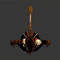 Mythical Man With Horns Red Skin And Black Outfit With Gold Details