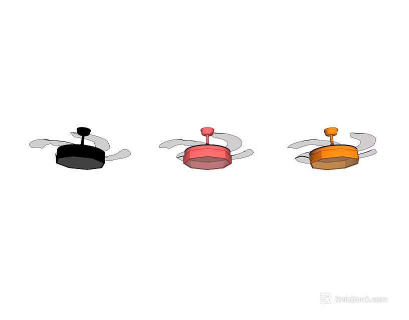 Stylish Air Cooler Fans In Black Pink And Orange Colors For Home Use 3d model 