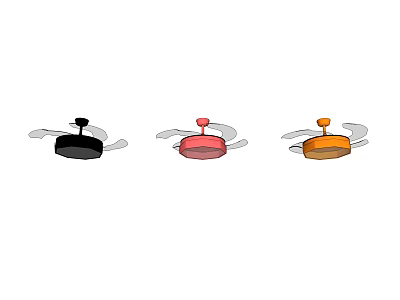 Stylish Air Cooler Fans In Black Pink And Orange Colors For Home Use 3d model