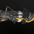 Mechanical Sci Fi Weapon Featuring Complex Industrial Design Metal Gears Pipes And Cables