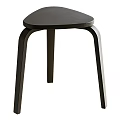 Modern Wooden Stool With Curved Seat And Bent Legs In Minimalist Design