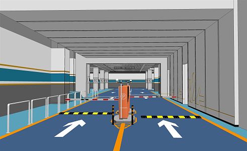 Modern Parking Underground Parking Entrance 3d model