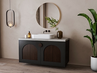 Retro bathroom cabinet mirror combination 3d model