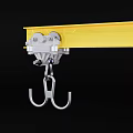 Heavy Duty Industrial Crane with Yellow Beam Silver Pulley and Lifting Hook