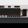Modern Shopping Mall Store With Black Perforated Wall And White Letter Signage