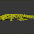 Green Building Block Lizard With Scaled Body Detailed Head on Dark Reflective Surface