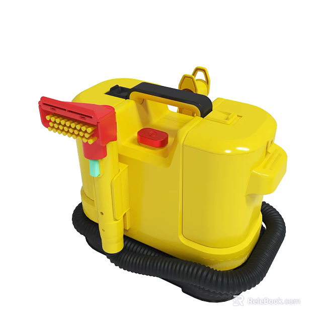 Yellow Cleaning Device With Red Nozzle Black Hose And Red Button 3d model 